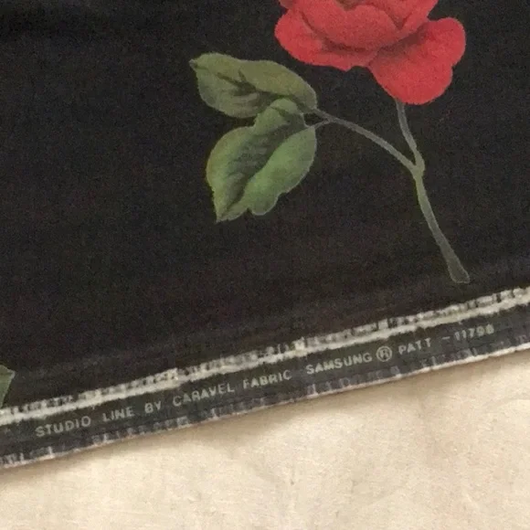 Beautiful Floral Black & Red Fabric - Picture 8 of 9